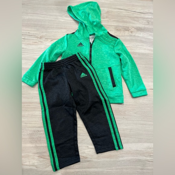 adidas Other - Adidas Kids Green and Black Tracksuit Size 3T